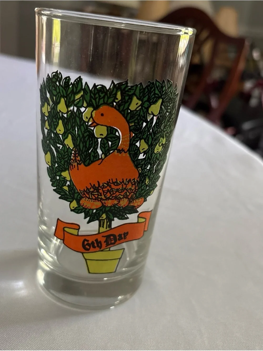 Vintage Indiana Glass 12 Days Christmas 6th Day Partridge Pear Tree